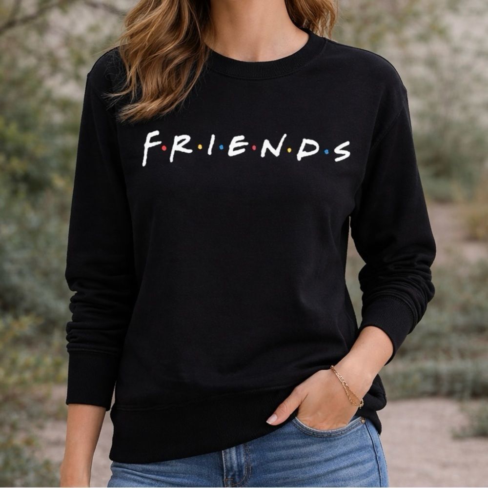 FRIENDS Black Crew Neck Sweater